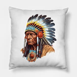 Native American Village Chief #4 Pillow