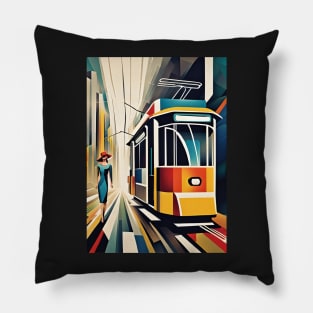 A Woman and a Tram 006 - Cubo-Futurism - Trams are Awesome! Pillow