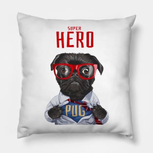 Super Hero Pug Pillow