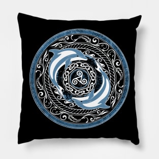 Celtic Dolphin and Celtic triskelion Pillow