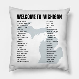 Welcome to Michigan - Place Names Pillow