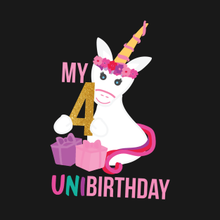 My 4th UNIBIRTHDAY - Unicorn Birthday party T-Shirt