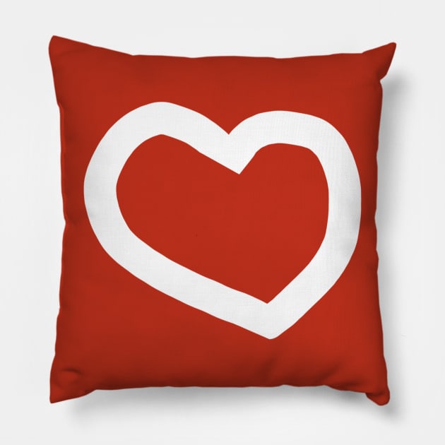 Minimal White Line Chunky Heart Valentines Day Pillow by ellenhenryart