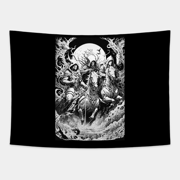 Four Horsemen of the Apocalypse Tapestry by lyndsey craven