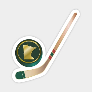NHL - MN Wheat Tan stick Green Gold Puck Magnet