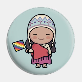 Cute South American Mountain Girl Pin