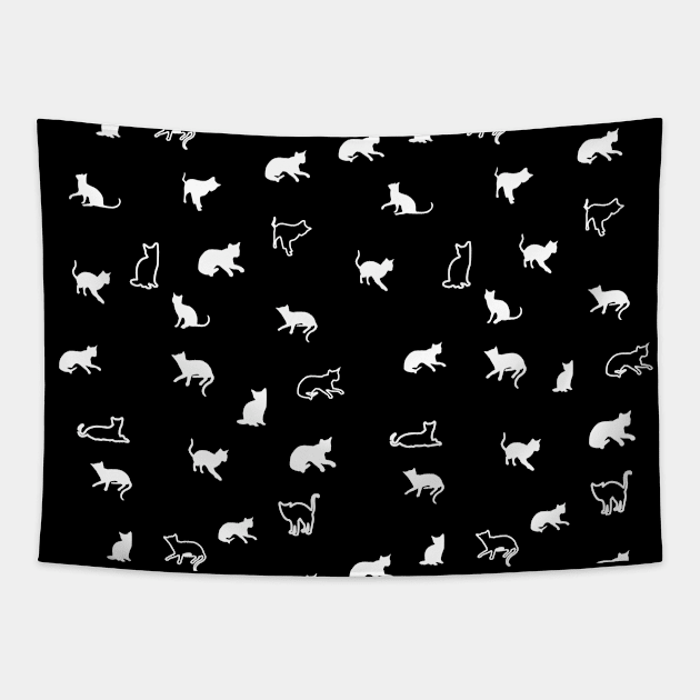 Many cats silhouette Tapestry by Kingluigi