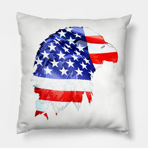 American Eagles  Patriotic 4th of July flags USA United States of America Pillow by DrPen