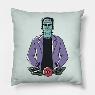 Vintage Frankenstein's Monster Emblem Pillow