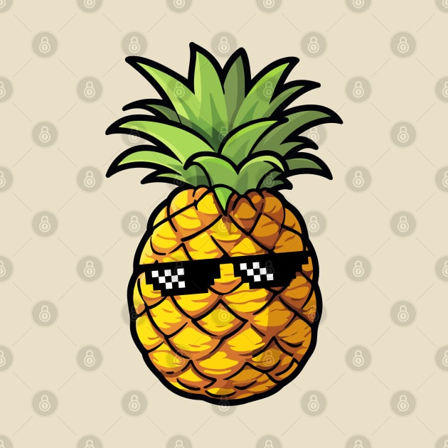 Funny Pineapple with Sunglasses by Illustradise