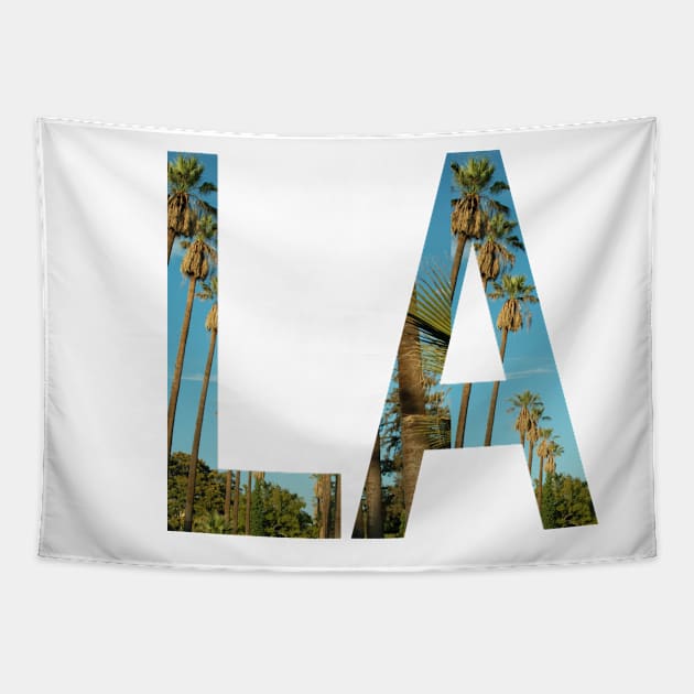 Los Angles Word Art Sign with Palm Trees - LA California Dreaming Tapestry by Star58