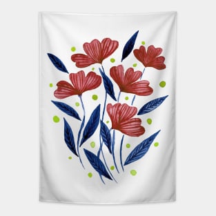 Cute florals - orange and blue Tapestry