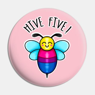 Kawaii Bee Hive Five Bisexual Pride Flag Pin