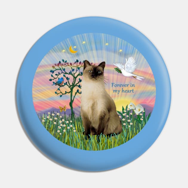 "Rainbow Dove" design with a Siamese Cat (Chocolate Point) Pin by Dogs Galore and More