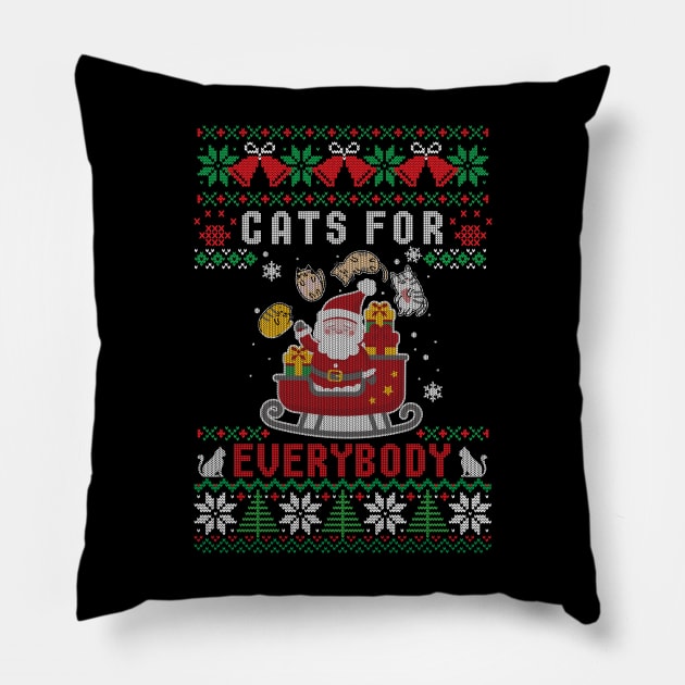 Santa has cats for everybody ugly christmas sweater Pillow by Catmaleon Design