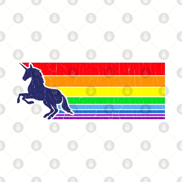 '80s Vintage Unicorn Rainbow (distressed look) by robotface