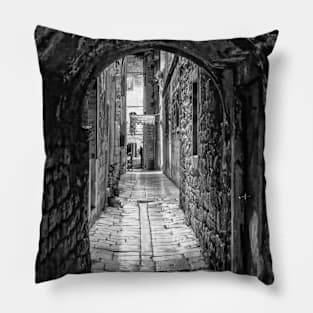 Archway Over Alley, Split - BW Pillow