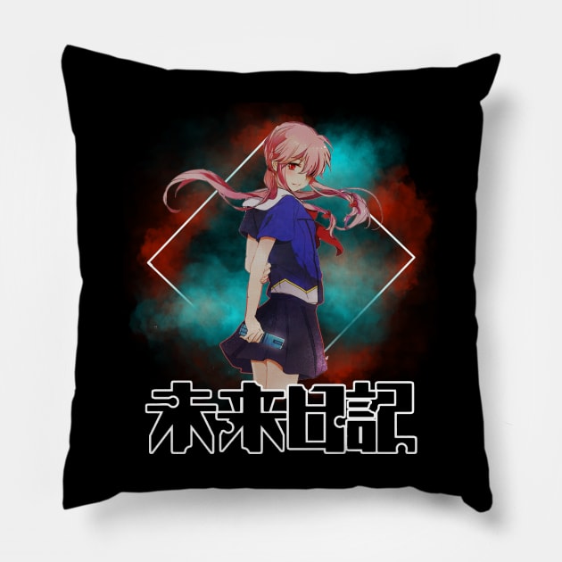 Yuno Gasai Love, Loyalty, And Madness Pillow by A Cyborg Fairy