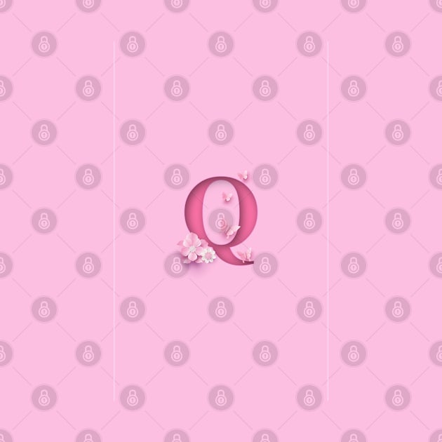 Q Letter Personalized, Pink Minimal Cute Design, Birthday Gift, Christmas Gift by PRINTPOSE