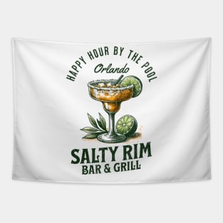 The SALTY RIM Bar and Grill Orlando Florida Poolside Pool Bar Distressed Design Tapestry