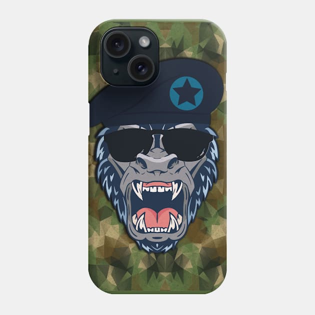 Funny monkey as officer in military armed forces Phone Case by KK-Royal