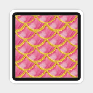 Mermaid Pattern Gold pink Magnet