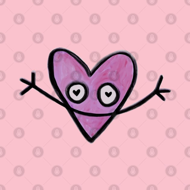 Cartoon Heart, Happy Pink Heart by badlydrawnbabe