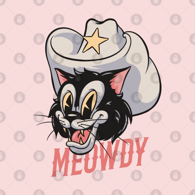 HOWDY MEOWDY | Retro Cartoon Cat Mascot Design by anycolordesigns