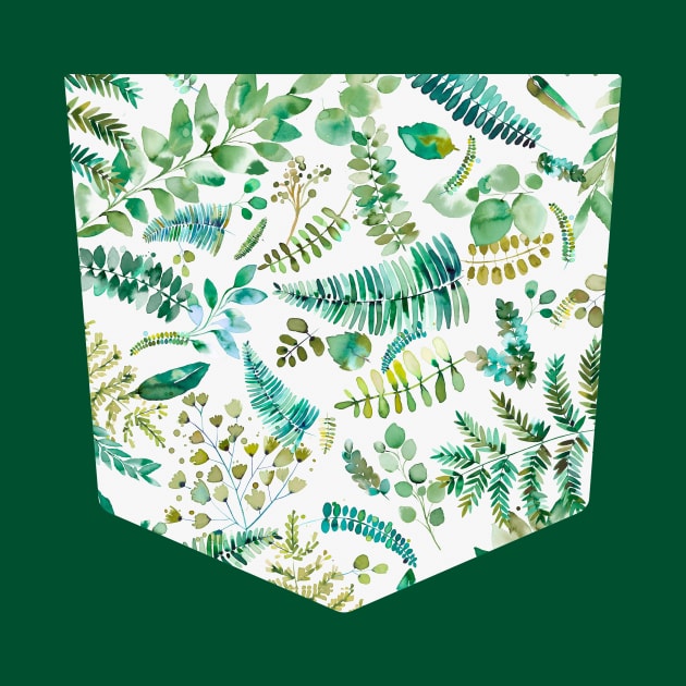 Pocket - BOTANICAL LEAVES AND PLANTS BIO GREEN by ninoladesign