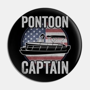 Pontoon Captain Funny Pontoon Boat USA American Flag Pin