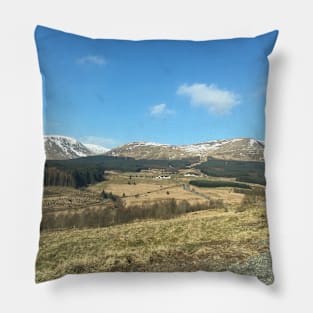 Scenic Snowy Scottish Mountain Pillow