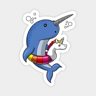 Narwhal Fish Riding Unicorn Float Magnet