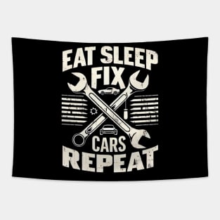 Eat Sleep Fix Cars Repeat - Mechanic's Lifestyle Tapestry