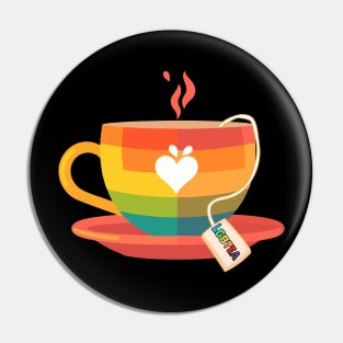 Proud LGBTQ gay pride tea drinker Rainbow Colored Tea Cup LGBTea Pin