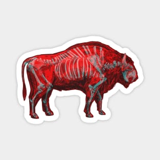 Bison Skeleton Interactive Red&Blue Filter T-Shirt Magnet