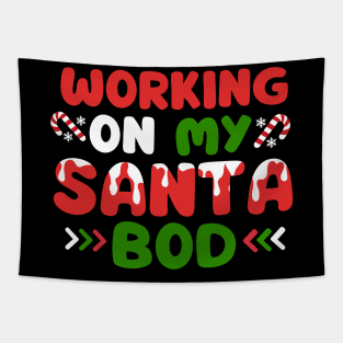 Working on my santa bod funny holiday Tapestry