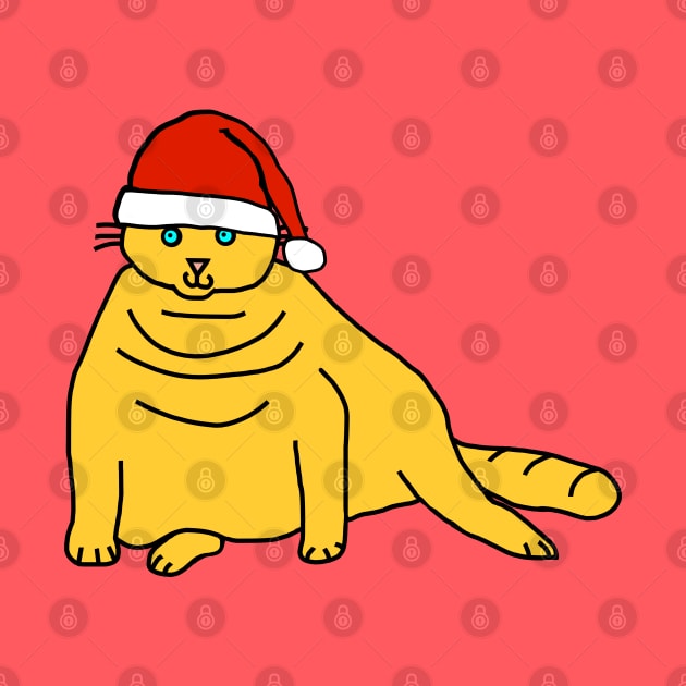 Christmas Chonk Cat in Santa Hat by ellenhenryart