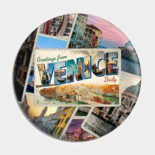 Vintage style Greetings from Venice in Italy retro souvenir Pin