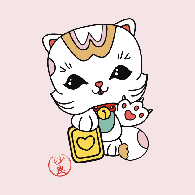 Lucky cat in kawaii style by naligmaDesign