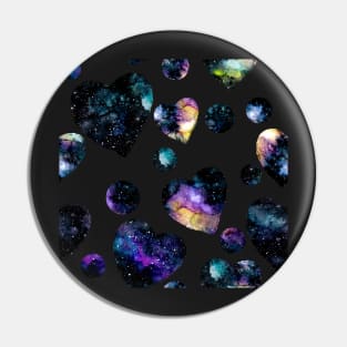 Watercolor Galaxy and Hearts Pin