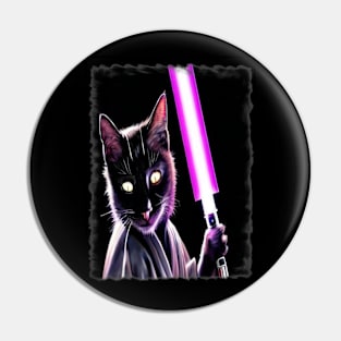 Fun Cat Print ~ AI Art ~ Fantasy Cat ~ Sci-fi Cat ~ Cats with Lightsabers Pin