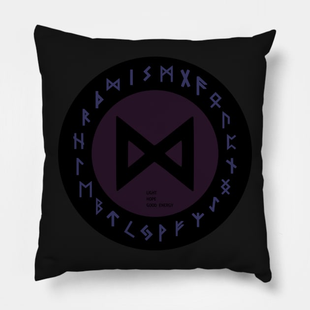 Purple Dagaz Futhark  | Icelandic | Viking Rune Symbol Pillow by DepicSpirit