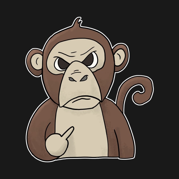 Grumpy Monkey Ape Holding Middle Finger by Mesyo