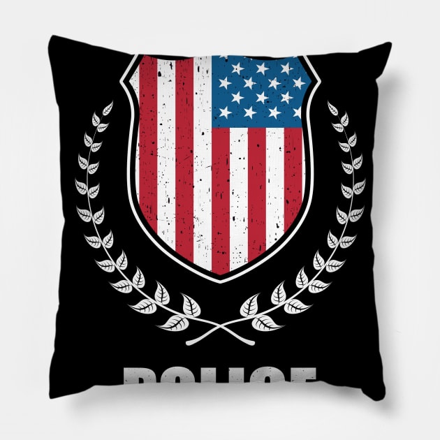 Retired Police Officer Proud Patriotic Officer American Flag Pillow by 5StarDesigns