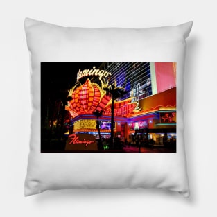 Flamingo Las Vegas Hotel Neon Lights America Pillow
