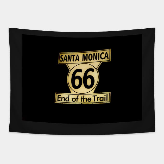 Route 66 End of the Trail at Santa Monica Pier, California, USA Tapestry by VickiWalsh