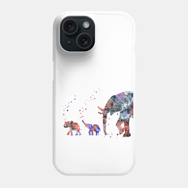 Mom and babies elephant Phone Case by RosaliArt