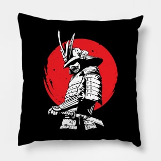 Samurai Sunset Illustration Pillow