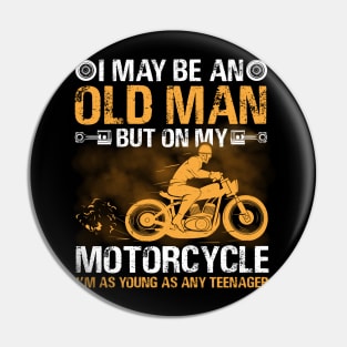 Old man motorcycle Pin