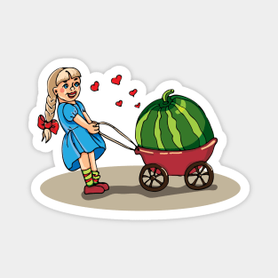 girl and watermelon Magnet